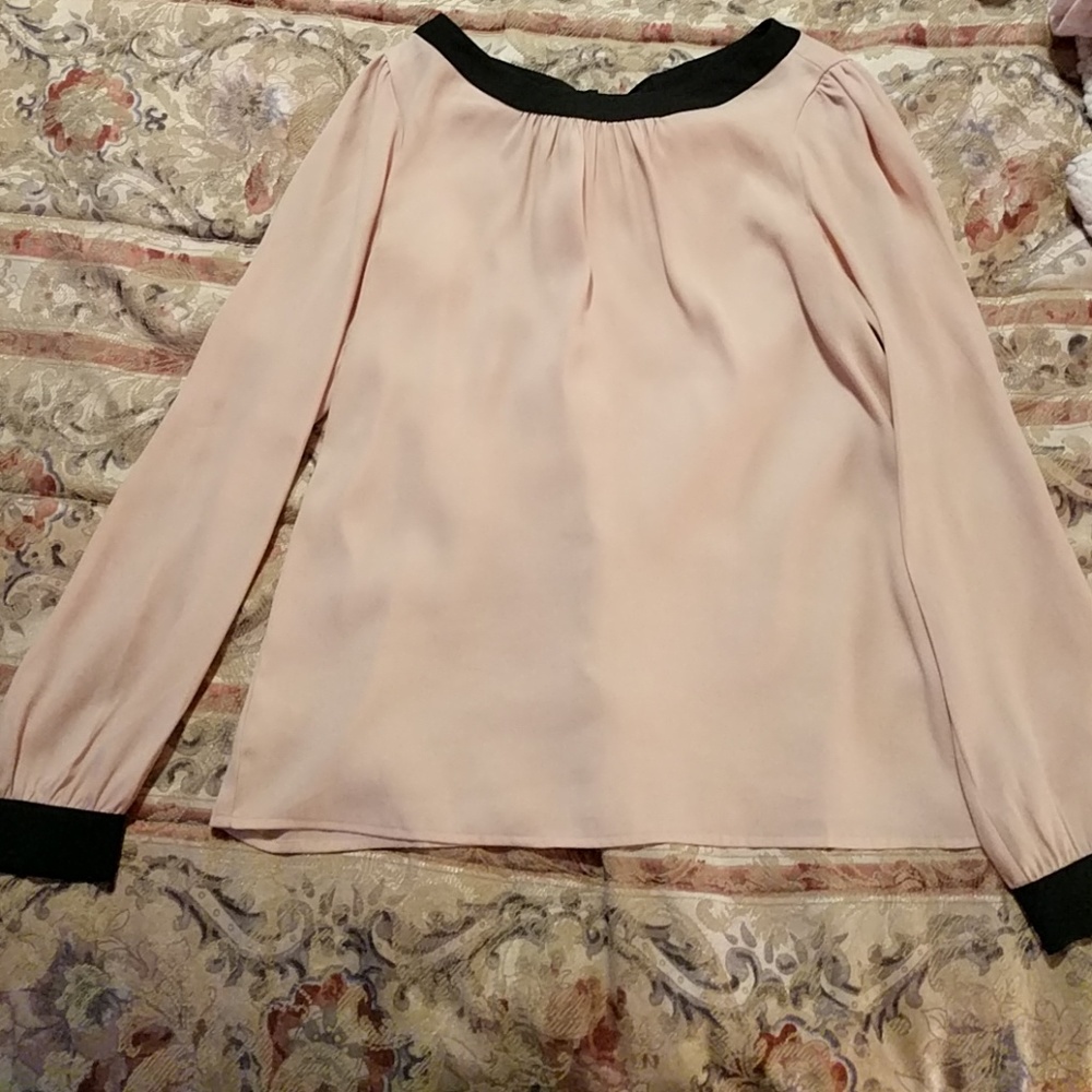 Pink and black blouse with pretty bow detail